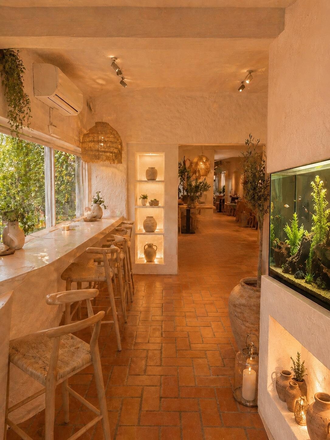 Il bancone con l’acquario dei crostacei