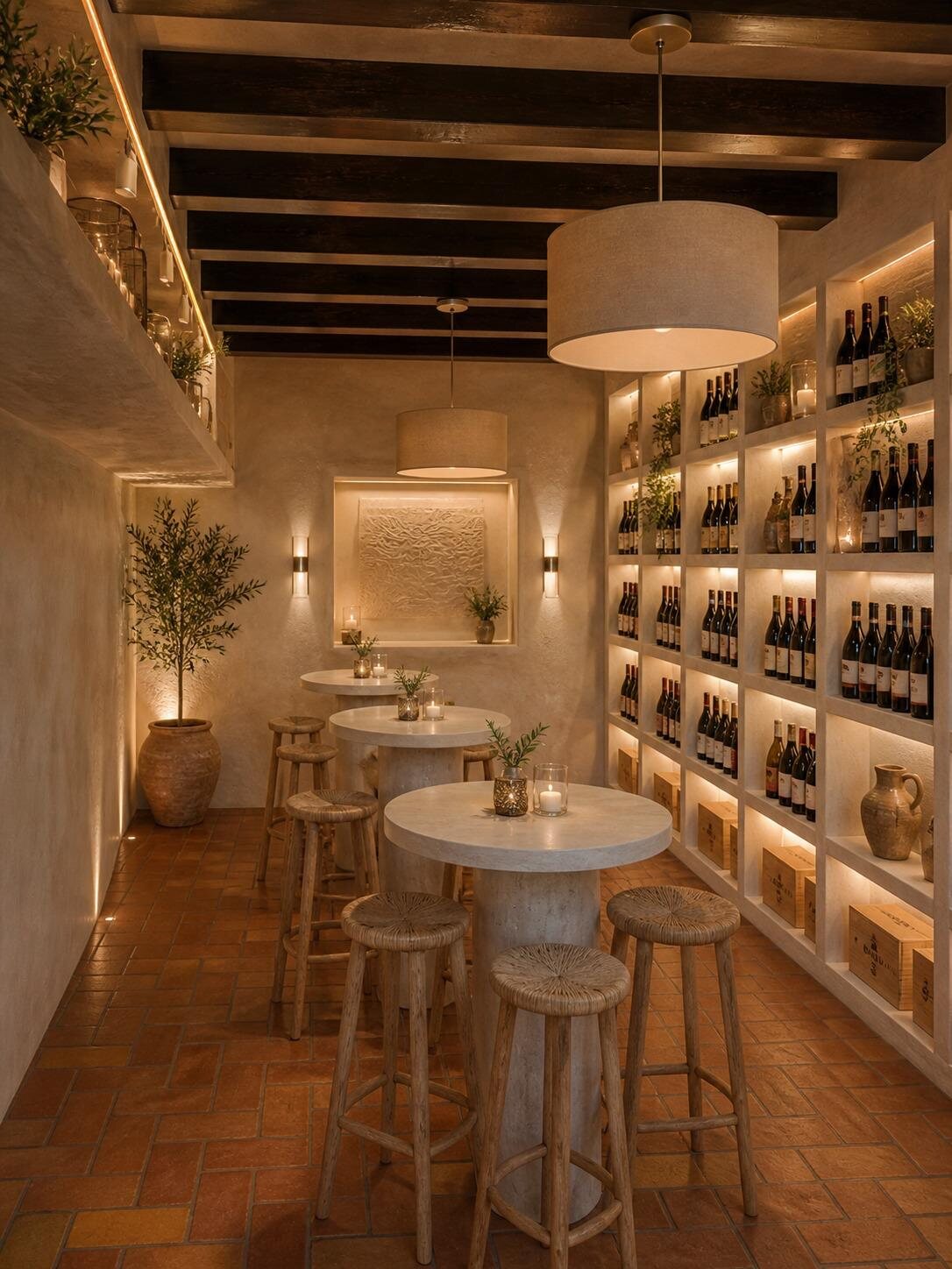 La saletta della cantina con le bottiglie in esposizione
